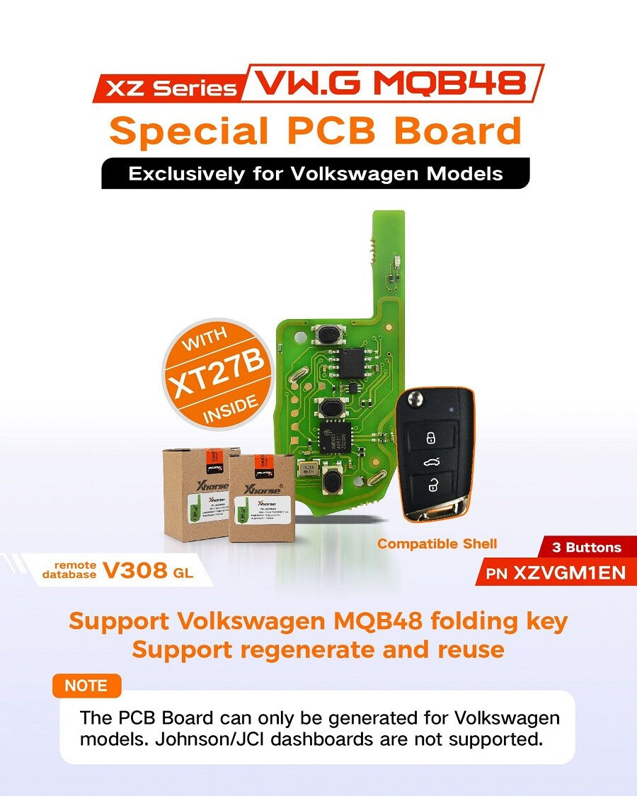 5x XZVGM1EN 3 Buttons MQB48 Folding for Smart Key PCB Exclusively for V.W