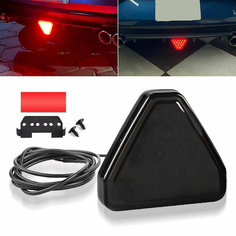 Universal F1 Style 19 LED Strobe Rear Stop Tail Lamp Triangle Brake Light Red