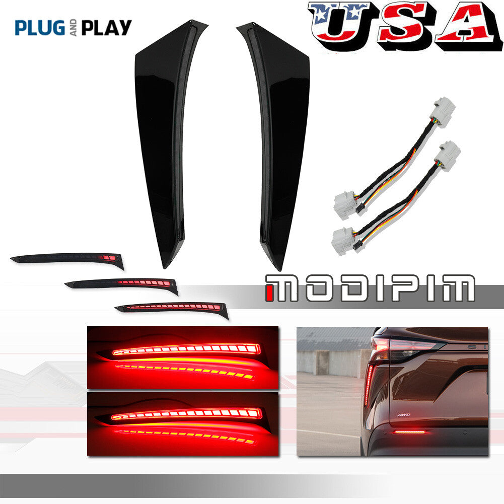 2-piece LED smoke rear bumper reflector tail brake light for 2021-2023 for Toyota for Sienna
