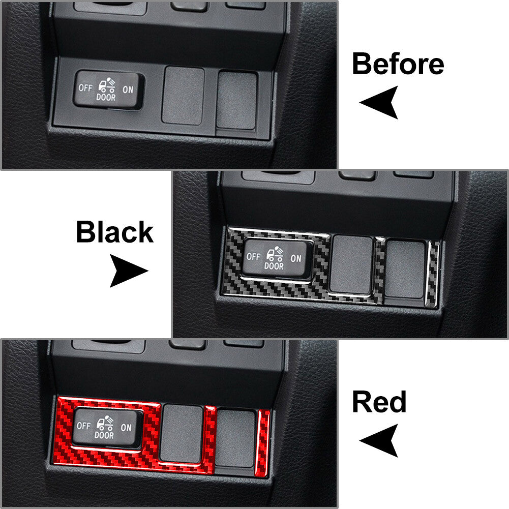 Carbon Fiber Style Head Light Switch Button Cover for Toyota Tundra 2014-21 Red