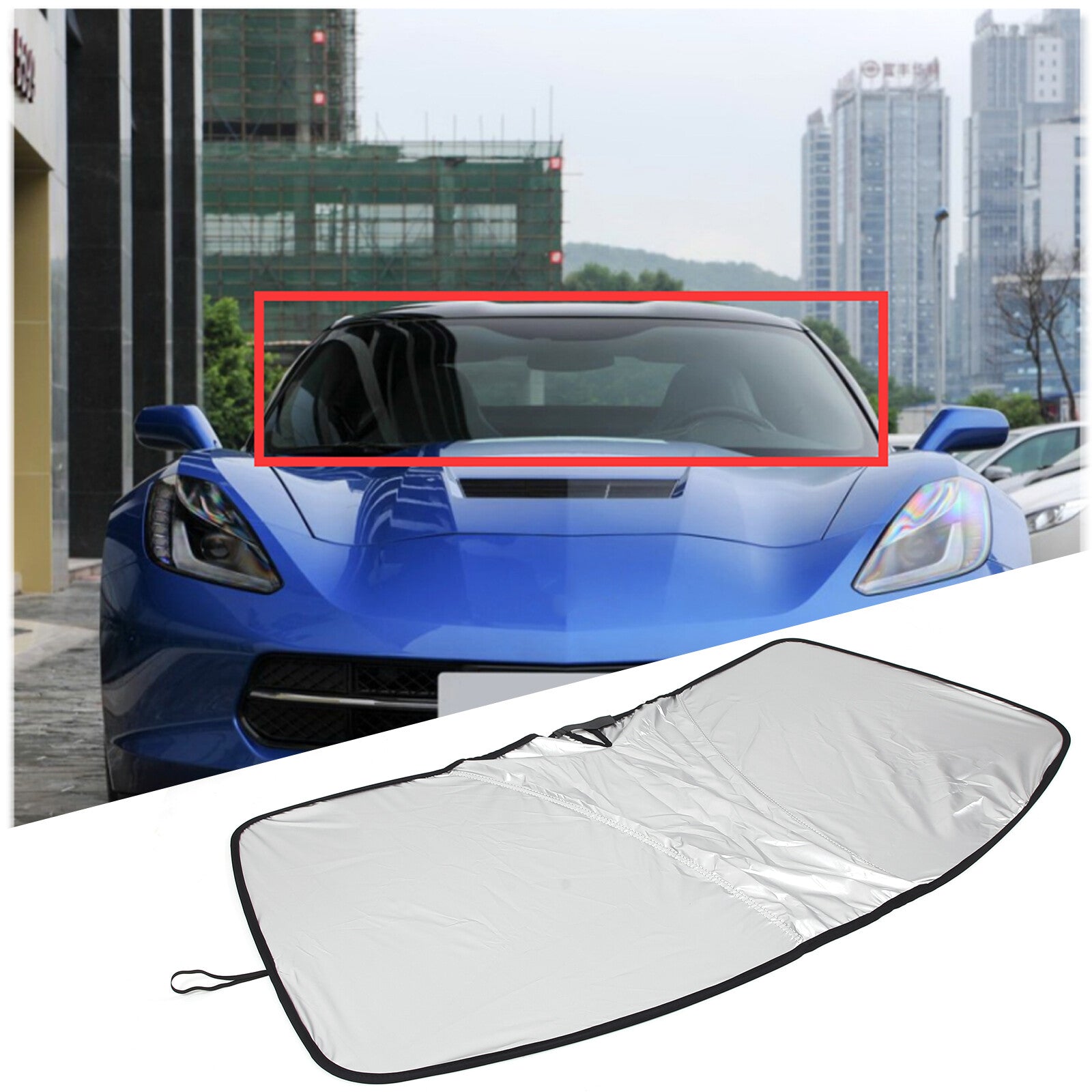 Foldable front and rear window sunshades for Corvette C7 2014 - 2017