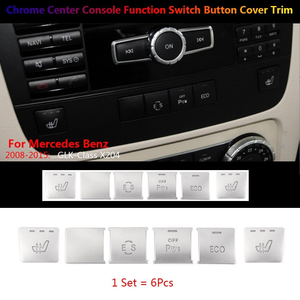 6x for Mercedes-Benz GLK X204 Center Console CD Panel Function Switch Cover Trim