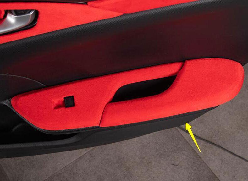 for Honda for Civic Sedan 16-21 Red Alcantara Suede Inner Door Armrest Panel Trim 4x
