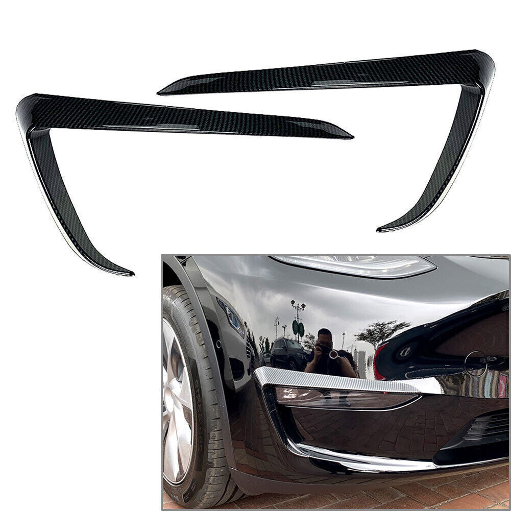 Front Fog Light Lamp Eyebrow Cover Trim for Tesla for Model Y 2020-2023 Carbon Fiber