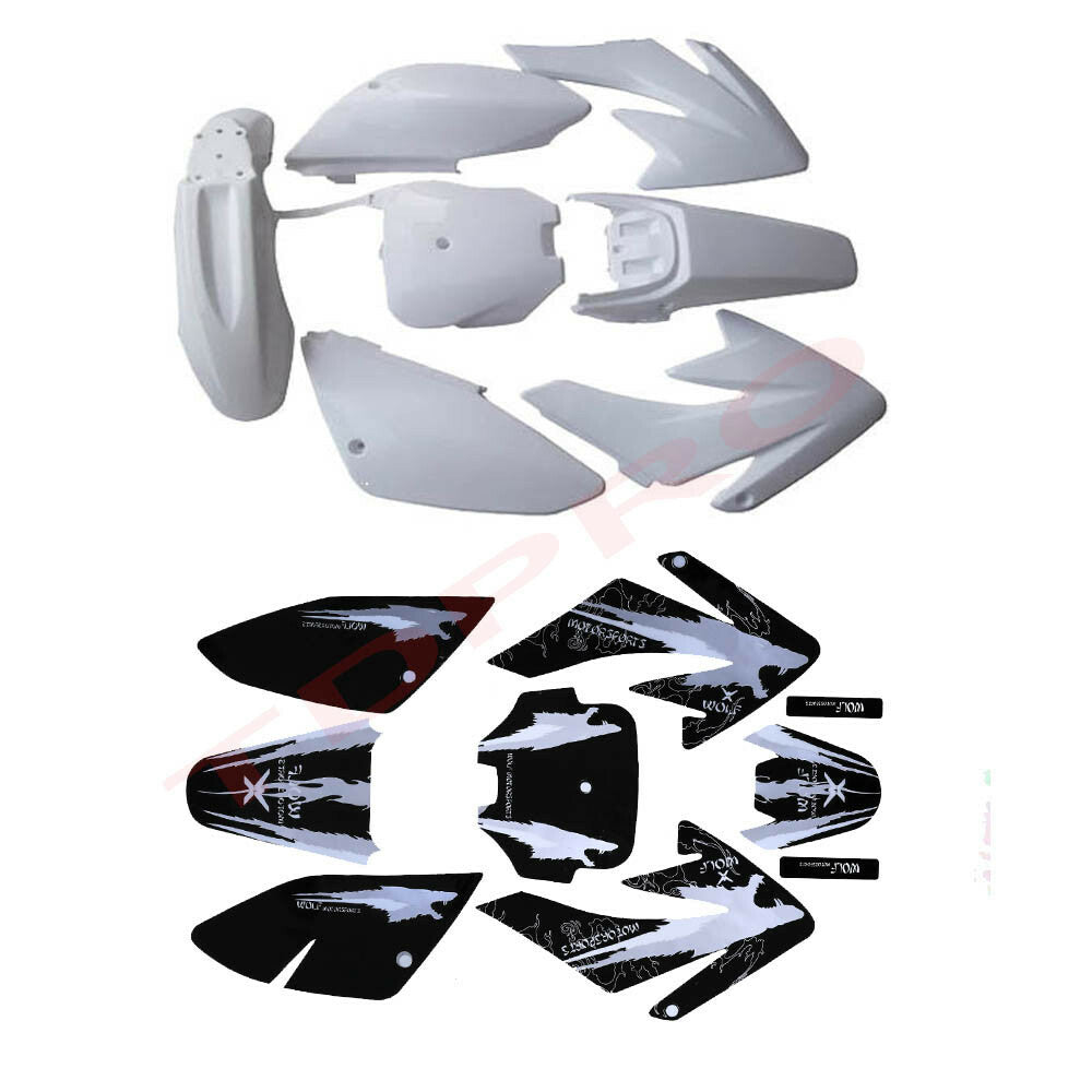 White plastic mudguard graphic kit for CRF70 XR70 140cc 150cc 160cc Pit Dirt bicycle