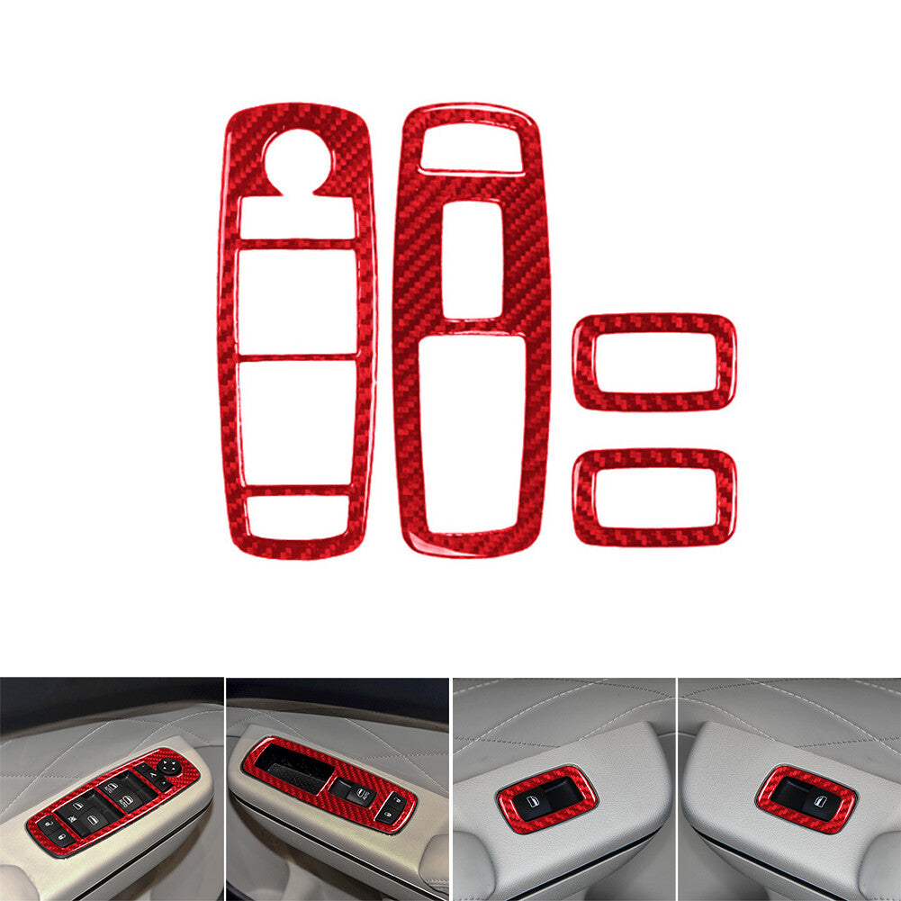4-Pack Red Carbon Fiber Interior Window Covers for Chrysler 300 (for 2015-22)