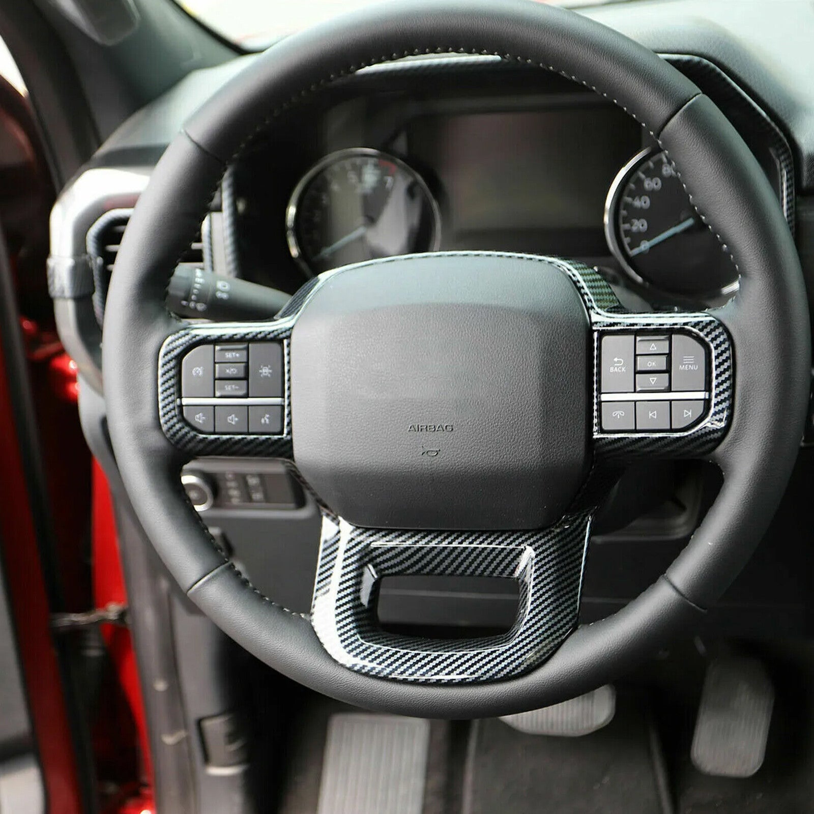 Carbon Fiber Steering Wheel Cover Trim for Ford F150 F-150 2021-2024 Accessory
