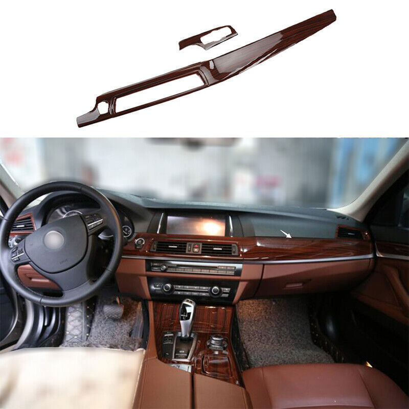 for BMW 5 Series 2011-16 Red Wood Grain Central Console Instrument Strip Trim 2P