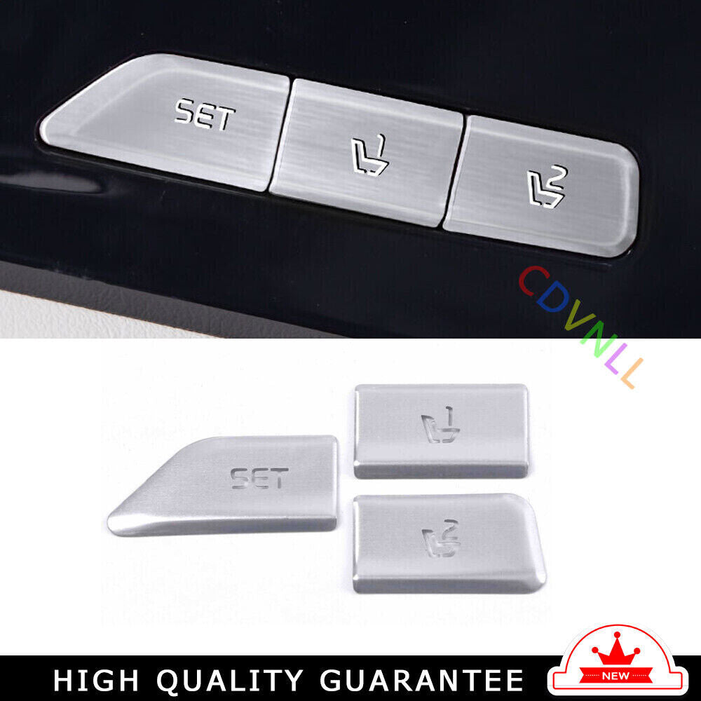 Car for Seat Memory Button Sticker Cover for Kia Carnival 2022-2023 Silver Aluminum