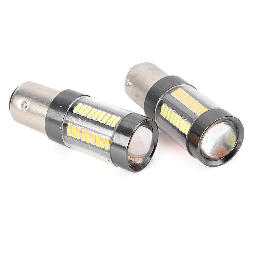 1 Pair White Switchback 1157 BAY15D 4014 66smd LED Brake Light Bulbs 990LM