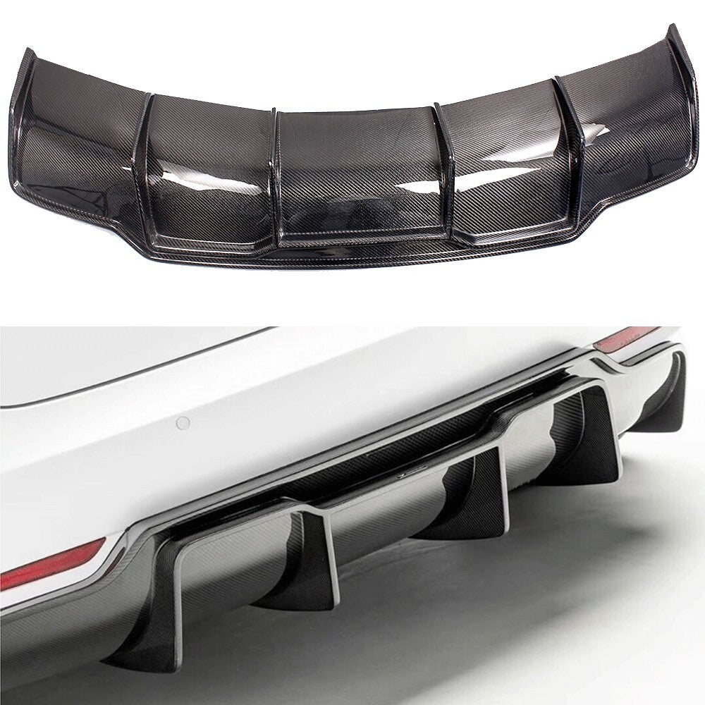 For 18-21 for Tesla Model 3 Carbon Fiber Front Rear Bumper Lip+Side Skirt Body Kit