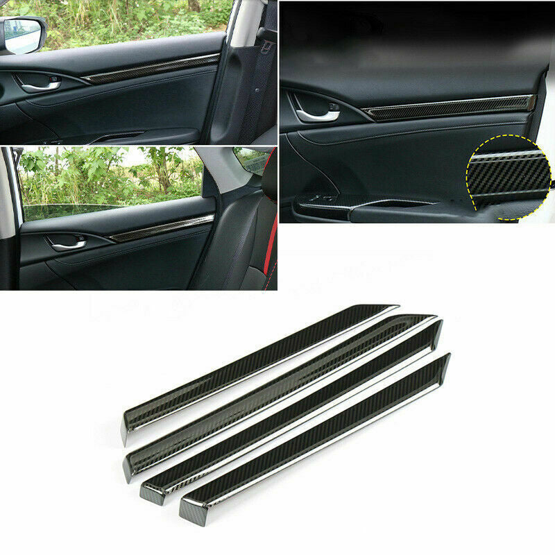 for Honda for Civic 10th 2016-2021 Carbon Fiber Pattern Inner Door Panel Cover Trims