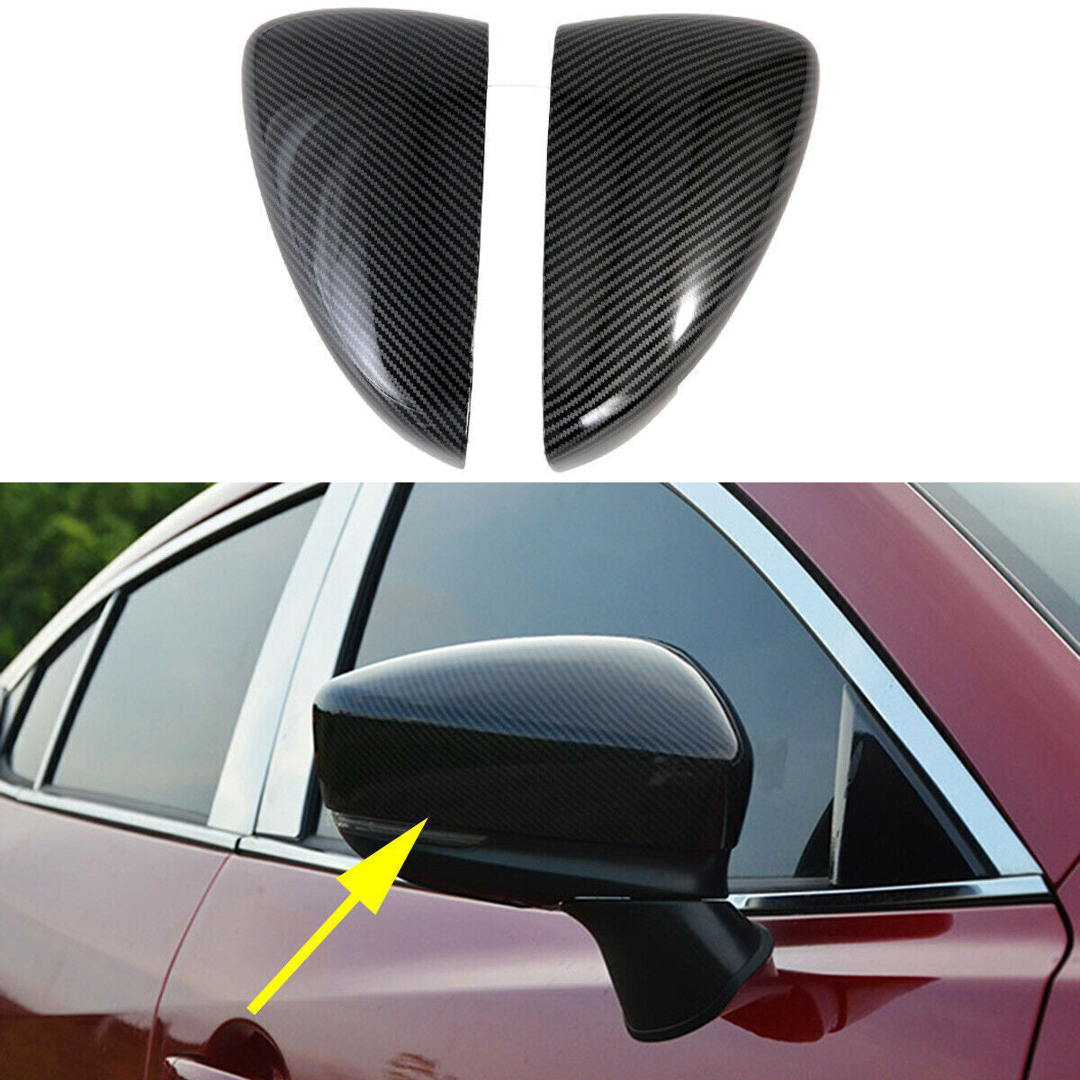 2Carbon Fiber Side Rear View Door Mirror Cover Trim for Mazda 3 Axela 2019-2023