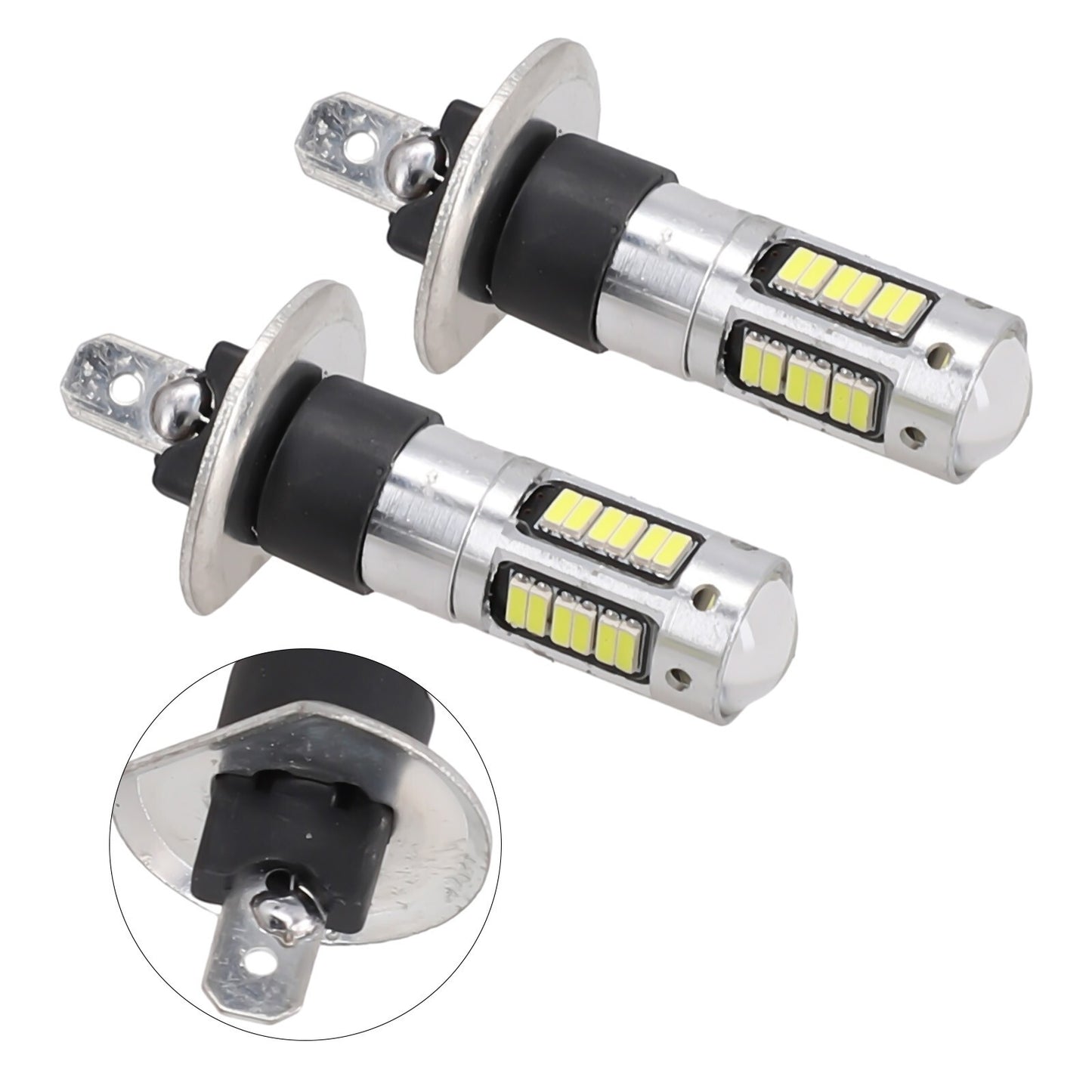 H1 LED Fog Light Kit, High-Gloss HID 12-24V 6000K Xenon White Bulbs (2 Pieces)