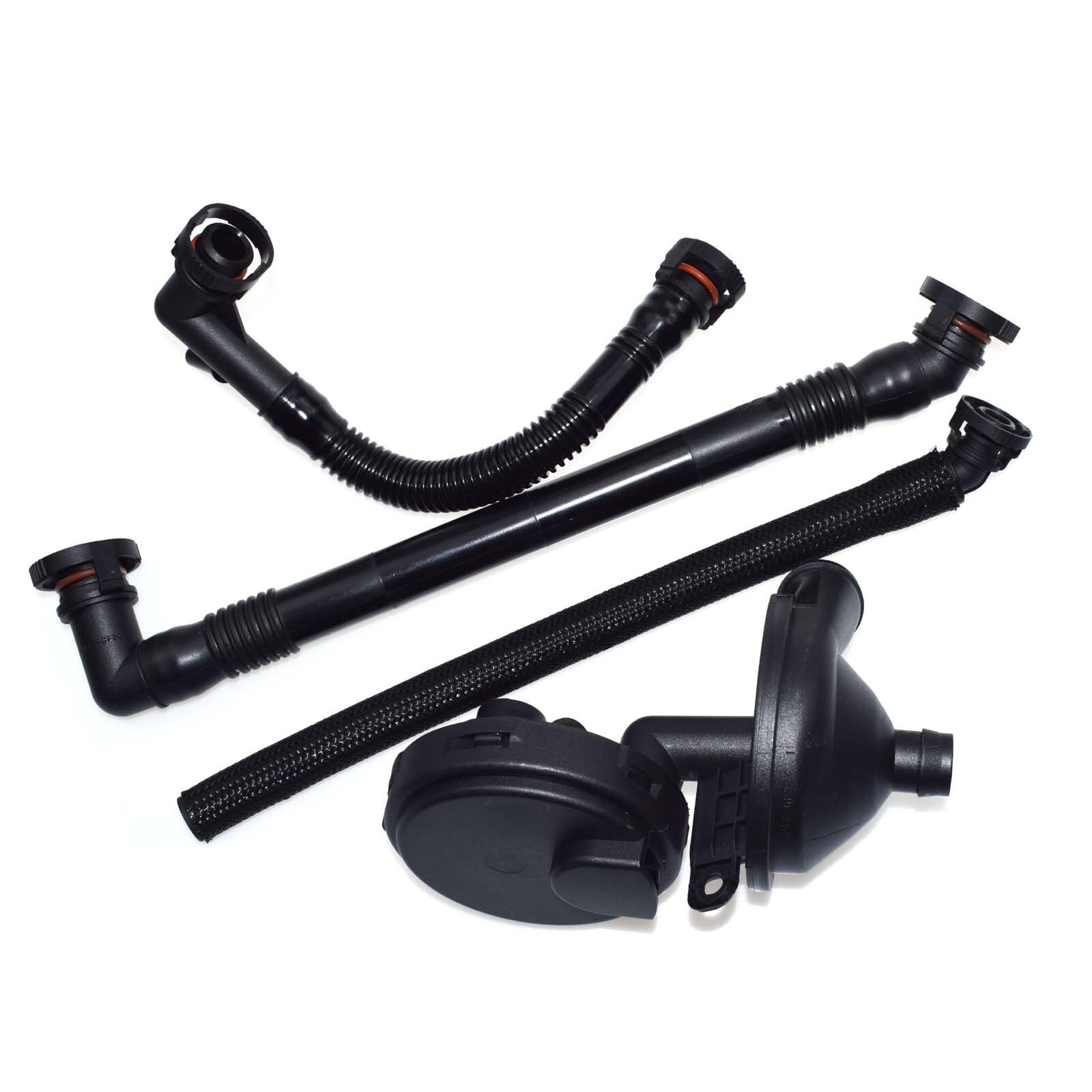 for BMW Set 4 New PCV Crankcase Vent Valve Oil Separator Valve Breather Hose Kit