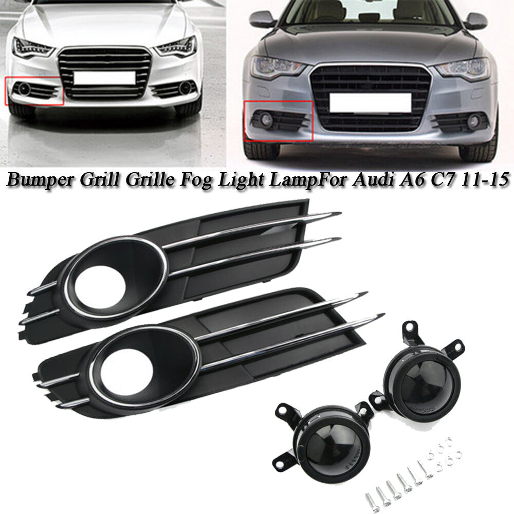 Front lower bumper grille and fog light kit for 2011-2015 for Audi A6 C7