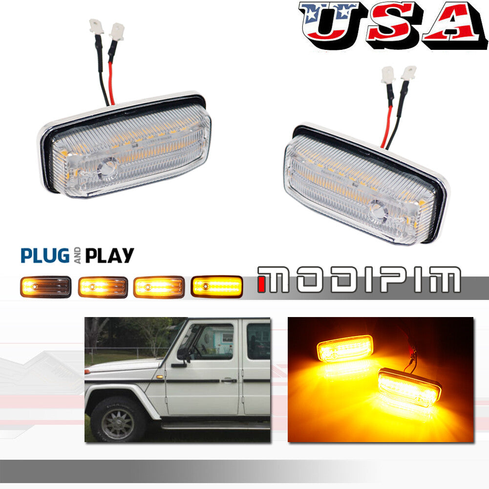 Transparent dynamic sequence LED front marker light suitable for 1986-2002 for BENZ G-CLASS
