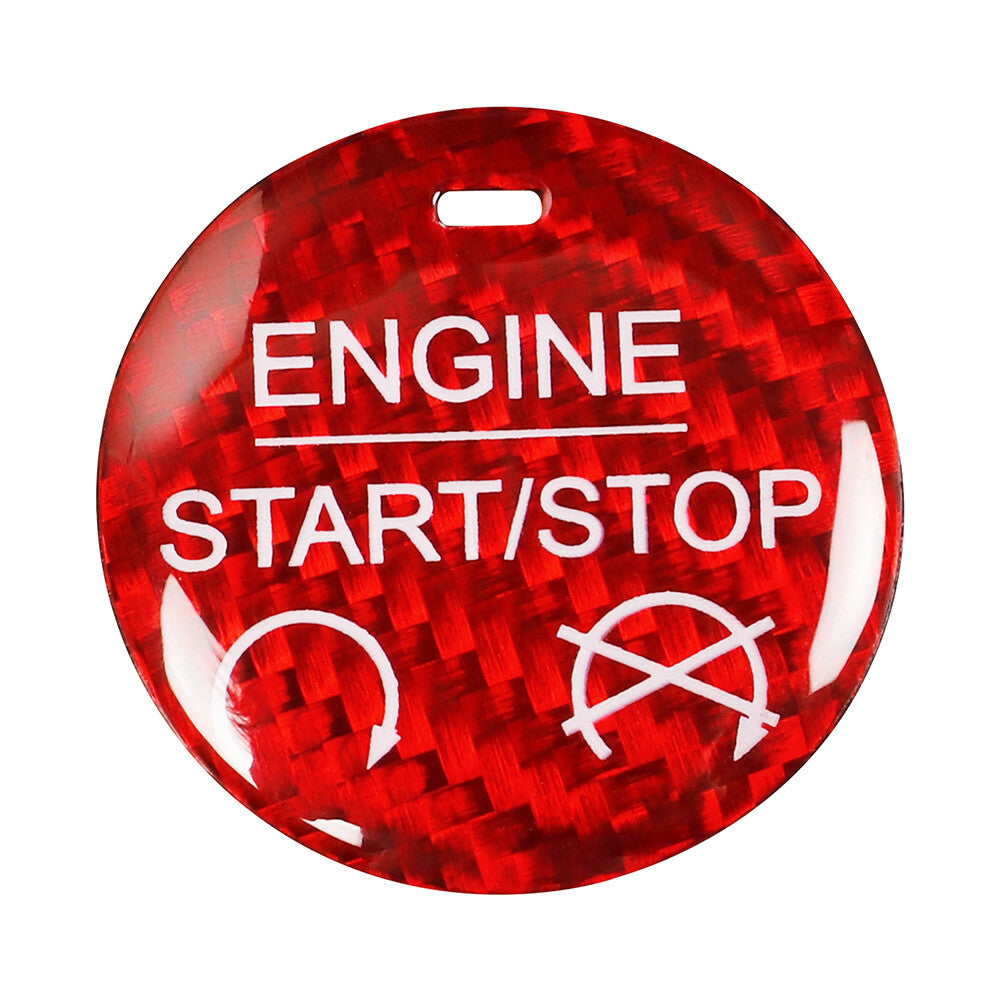 Engine Start Stop Button Cover Trim for Ford for Mustang 2015-2022 Carbon Fiber Red