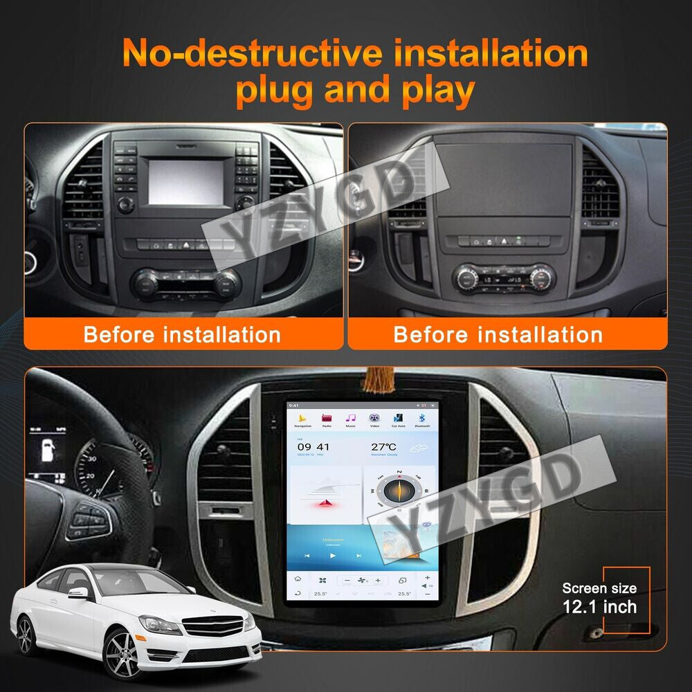 for Mercedes for Benz Vito W447 2014-2021 Car Radio CarPlay Receiver Screen 128GB