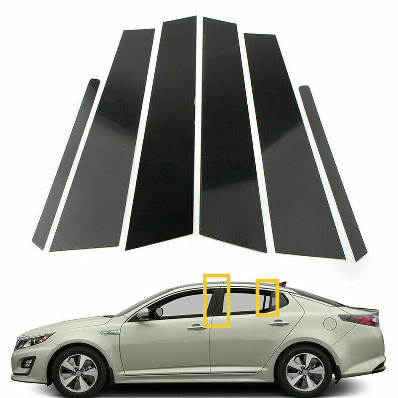 for Kia Optima 2011-2015 6pcs Black Pillar Posts Set Door Trim Piano Cover Kit