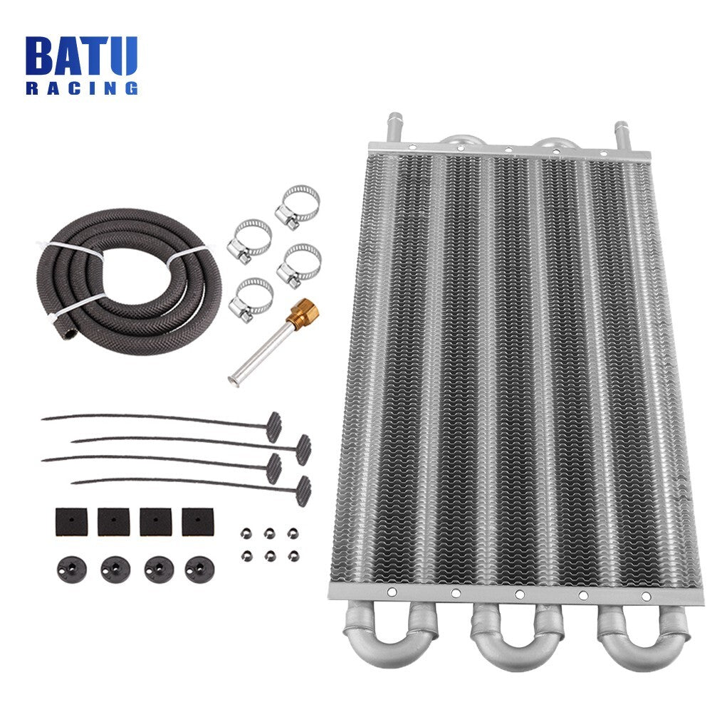 New Silver 6 Rows Remote Transmission Oil Cool MT/AT Radiator Converter Kit