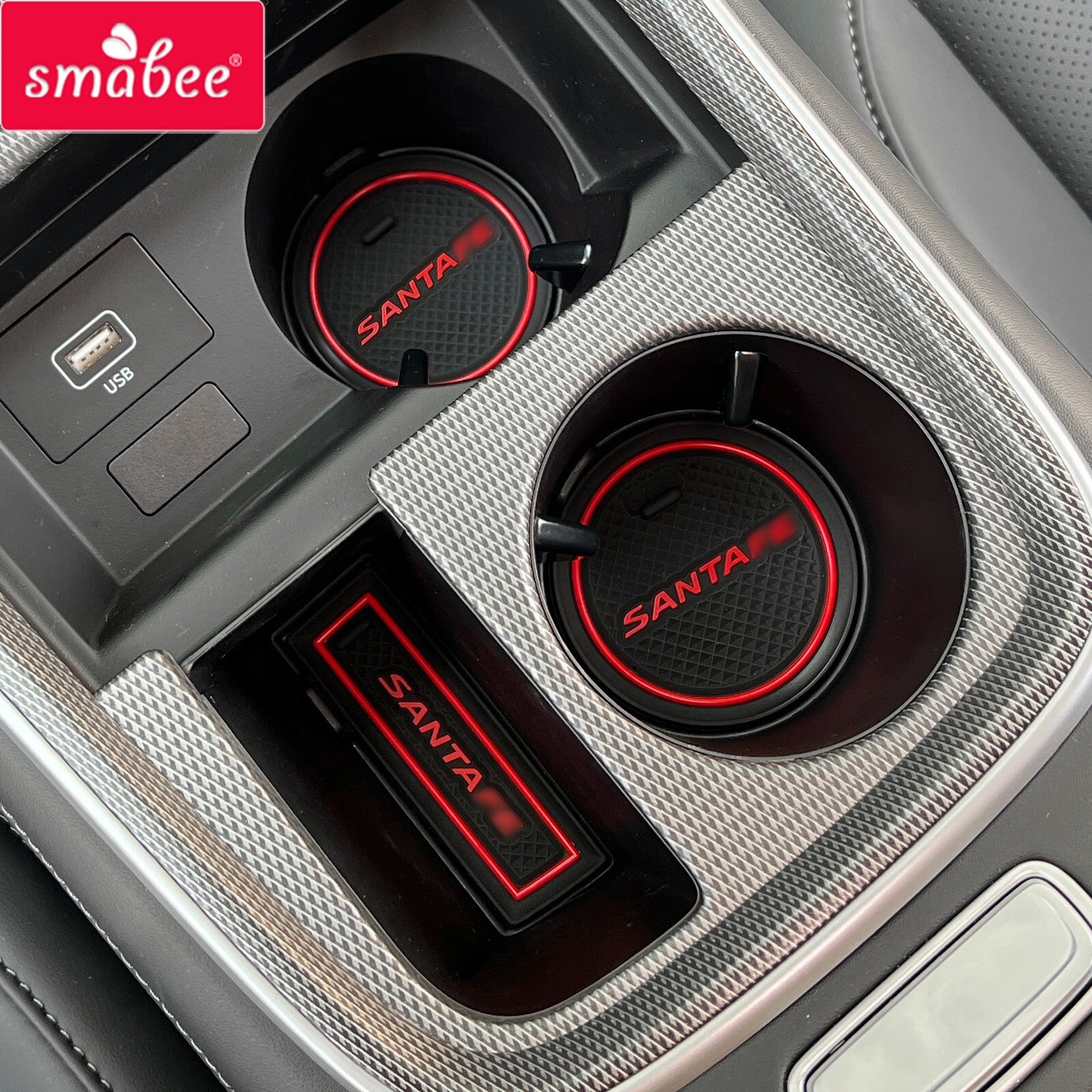 Gate Slot Mat for Hyundai SantaFe 2023 2024 Cup Pad Car Interior Accessories RED
