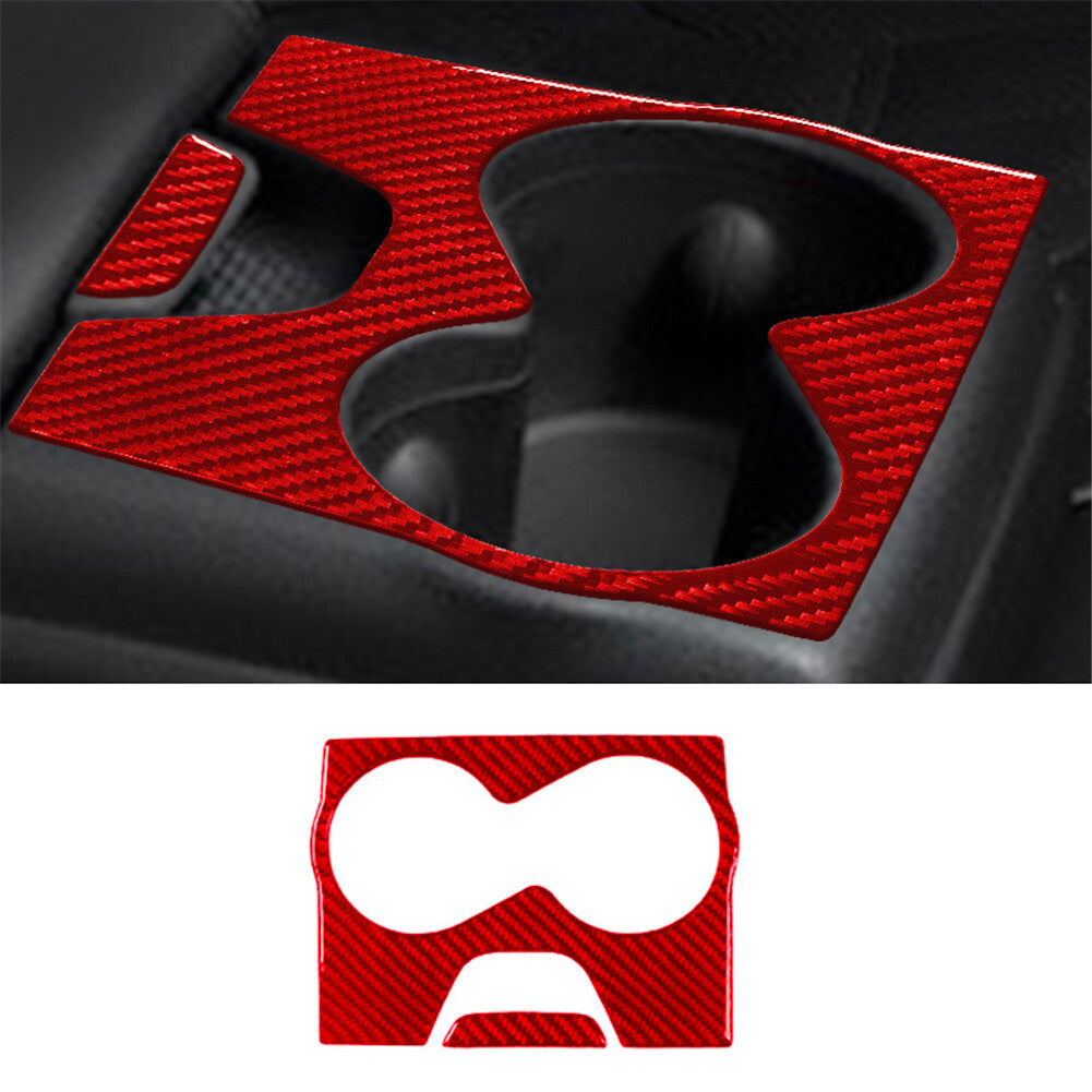 Red Carbon Fiber Rear Cup Holder Panel Cover Trim for Chrysler 200 2015-2017