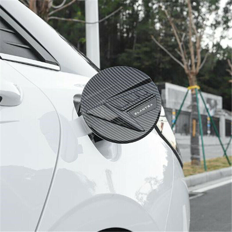 for Hyundai for Elantra 2021-2022 Carbon Fiber Fuel Filler Gas Tank Cap Cover Trim