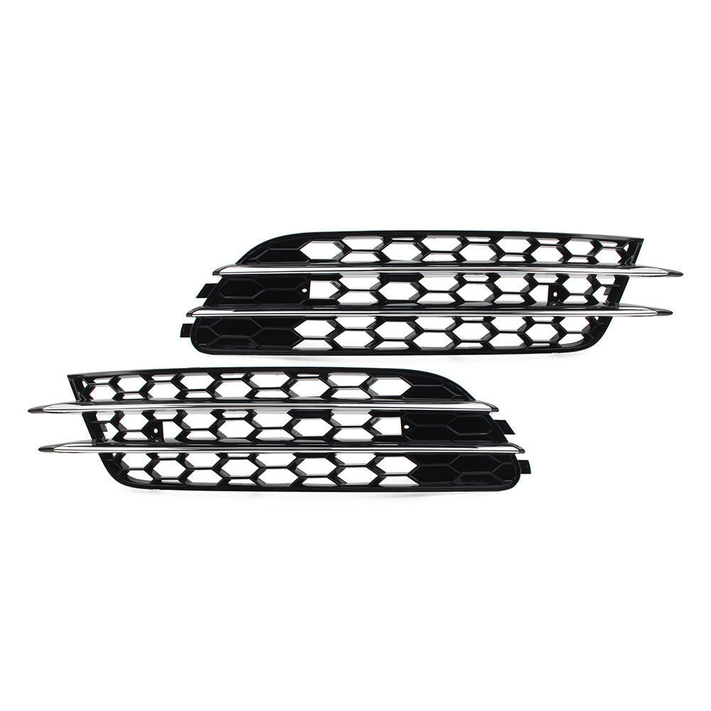 Pair Front Bumper Honeycomb Fog Light Grille Cover for Audi A6 C7 Sedan 2012-15
