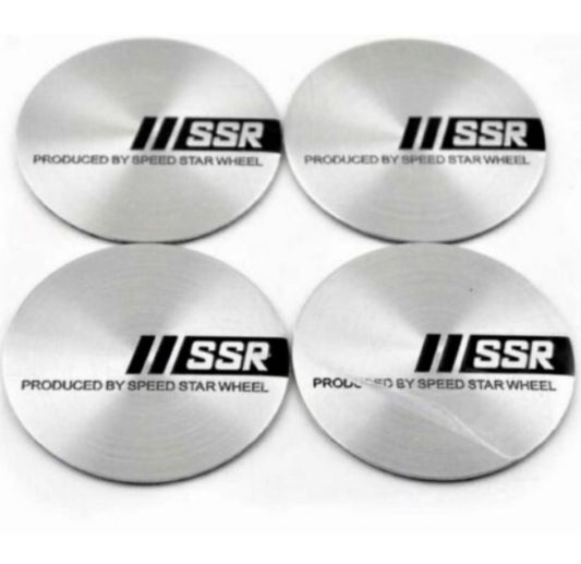 Silver 4x50mm SSR Wheel Center Sticker, Rim Sticker, Edge Sticker, Logo