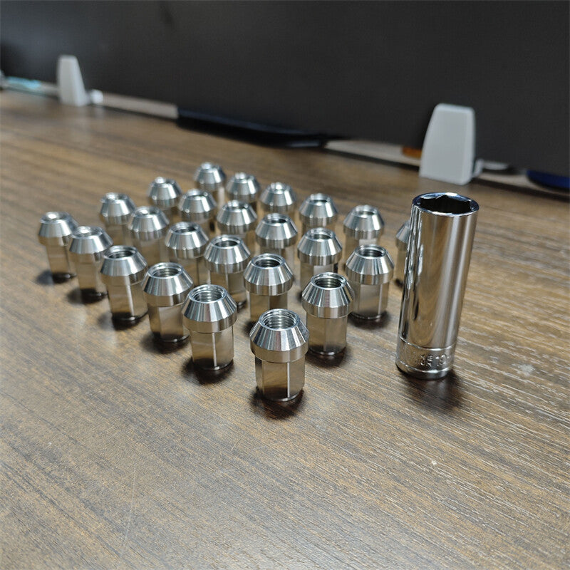24pcs M141.5 Stainless Steel Wheel Nuts Lug Nuts Hex 19mm Length 35mm Universal
