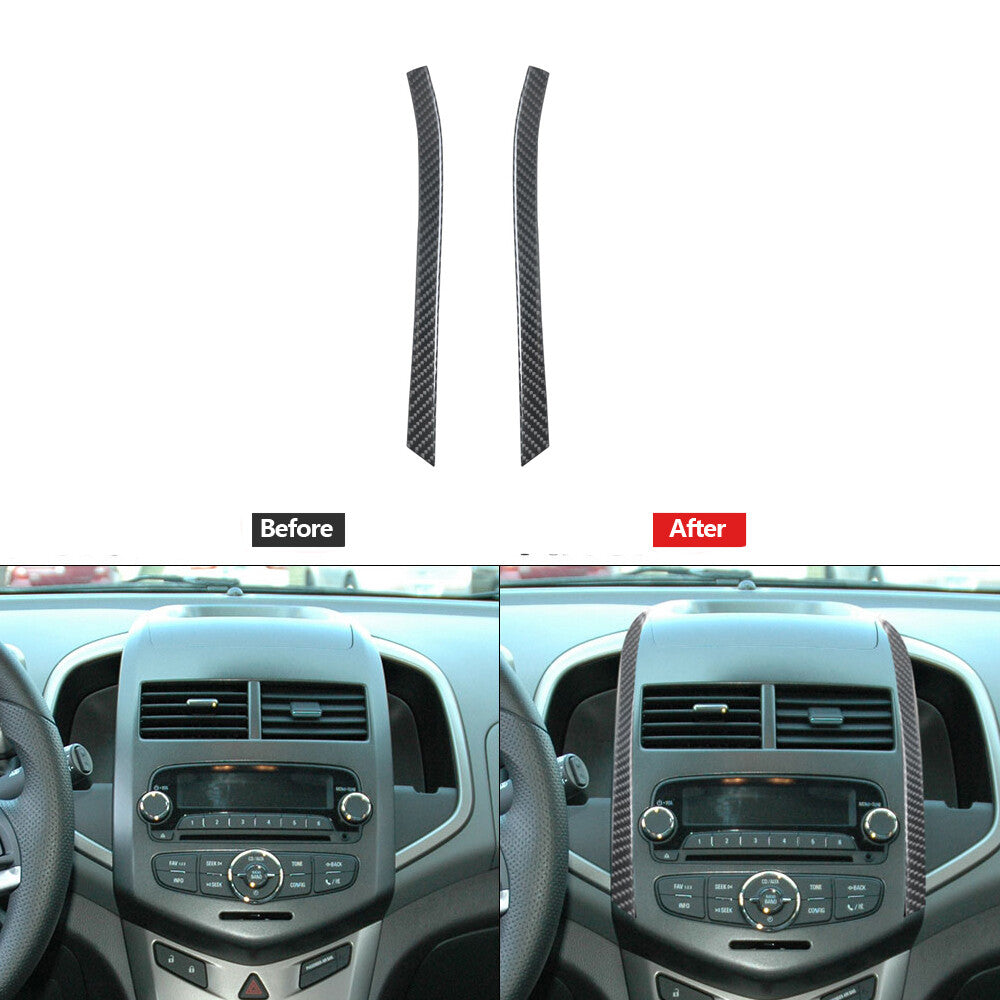 Carbon Fiber Center Console Side Strips Cover Trim for Chevrolet Sonic 2012-2016
