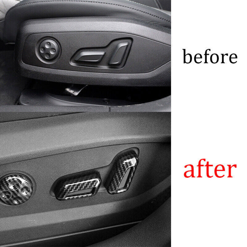 for Audi A4 A5 2017-2024 ABS Carbon Fiber for Seat Adjust Button Frame Cover Trim 6P