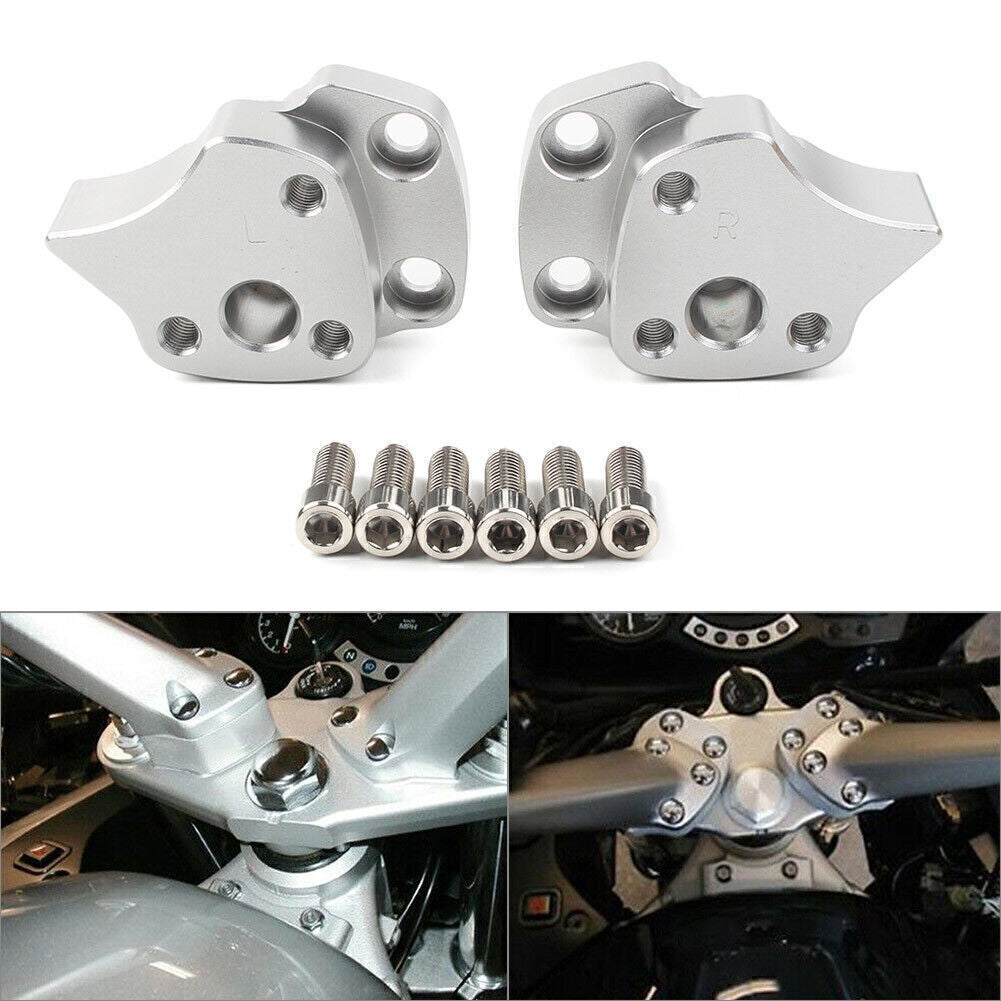 Handlebar Riser Spacers Silver Fit for Yamaha FJR1300 2001-05 Aluminum Motorcycle