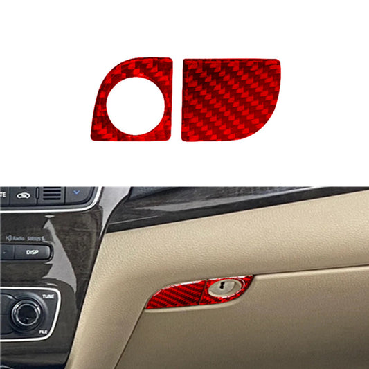 2X Red Carbon Fiber for Co -pilot Glove Box Switch Cover Trim for KIA Cadenza 2014-16