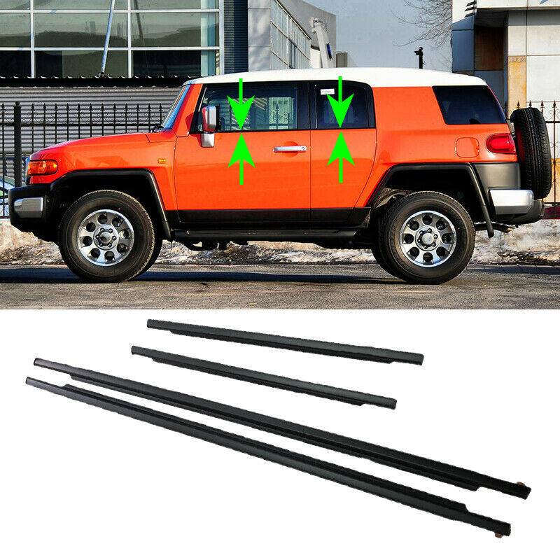 For FJ Cruiser 2007-2021 Black Car Quarter  Door Belt Moulding Set replace kit