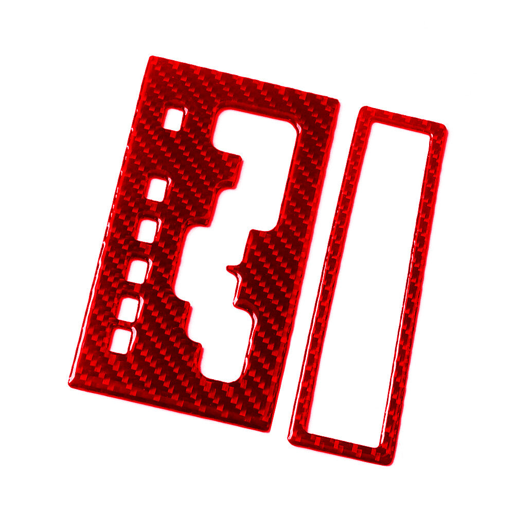 2Pcs Red Carbon Fiber Interior Gear Shift Cover Trim for Chrysler 300C 2005-2007