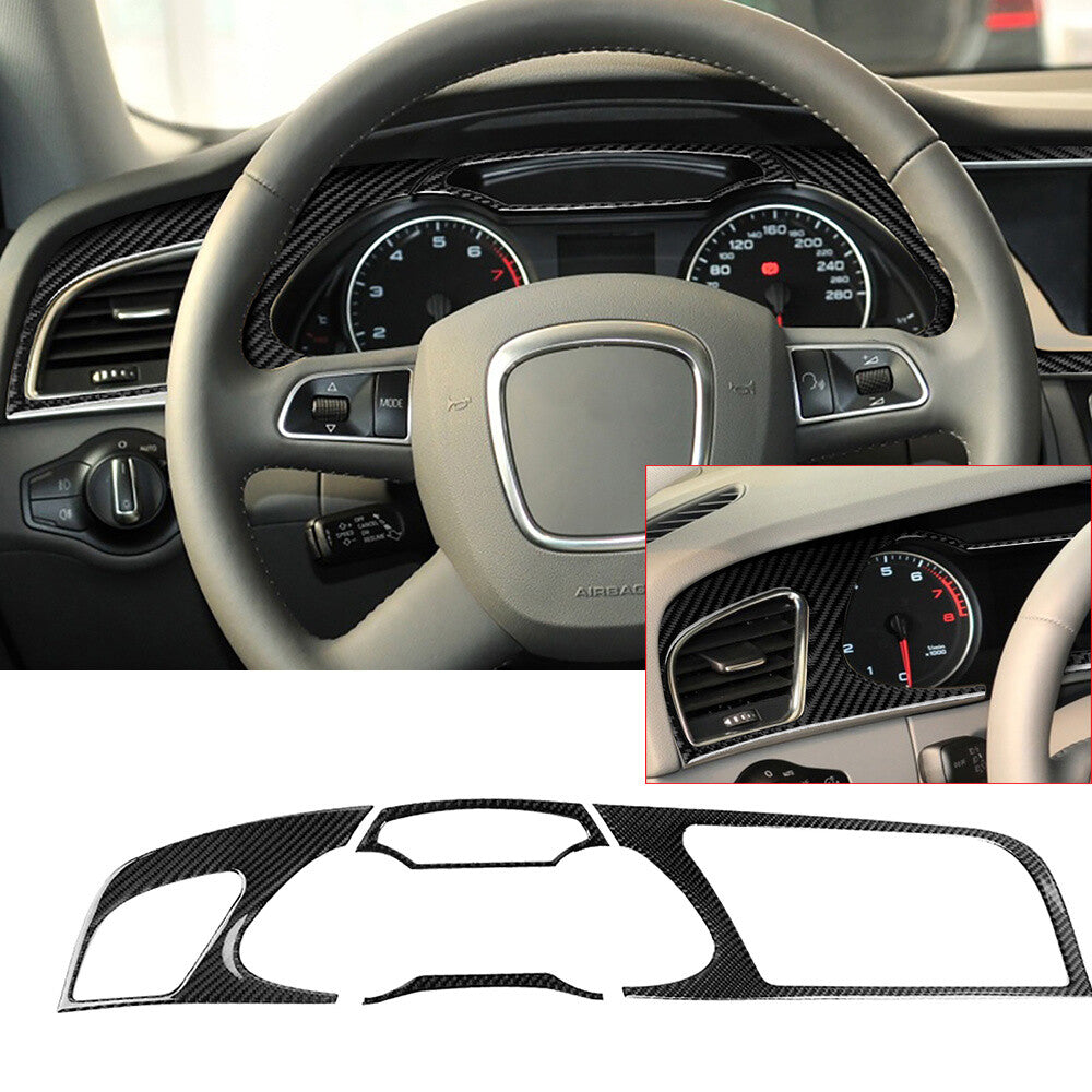 Carbon Fiber Interior Dashboard Instrument Panel Cover Fit for Audi A4 2009-2010