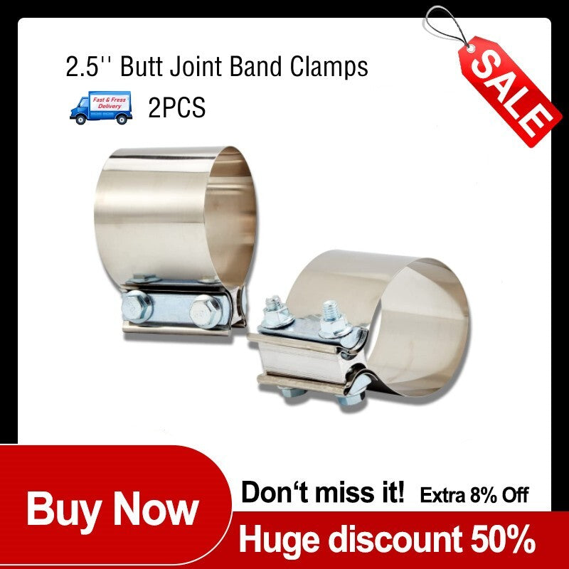 2.5-inch Butt Connector with Muffler Clip, 2.5-inch Exhaust Pipe Clip, Hose Sleeve