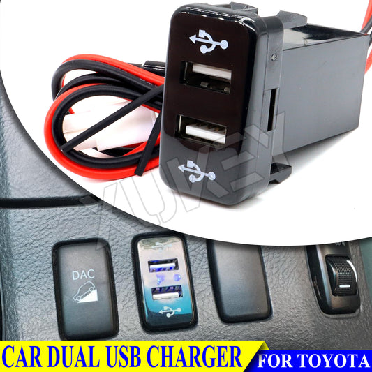 12V 3.1A Car Dual USB Charger Female Light Built-in Outlet for Toyota Hilux