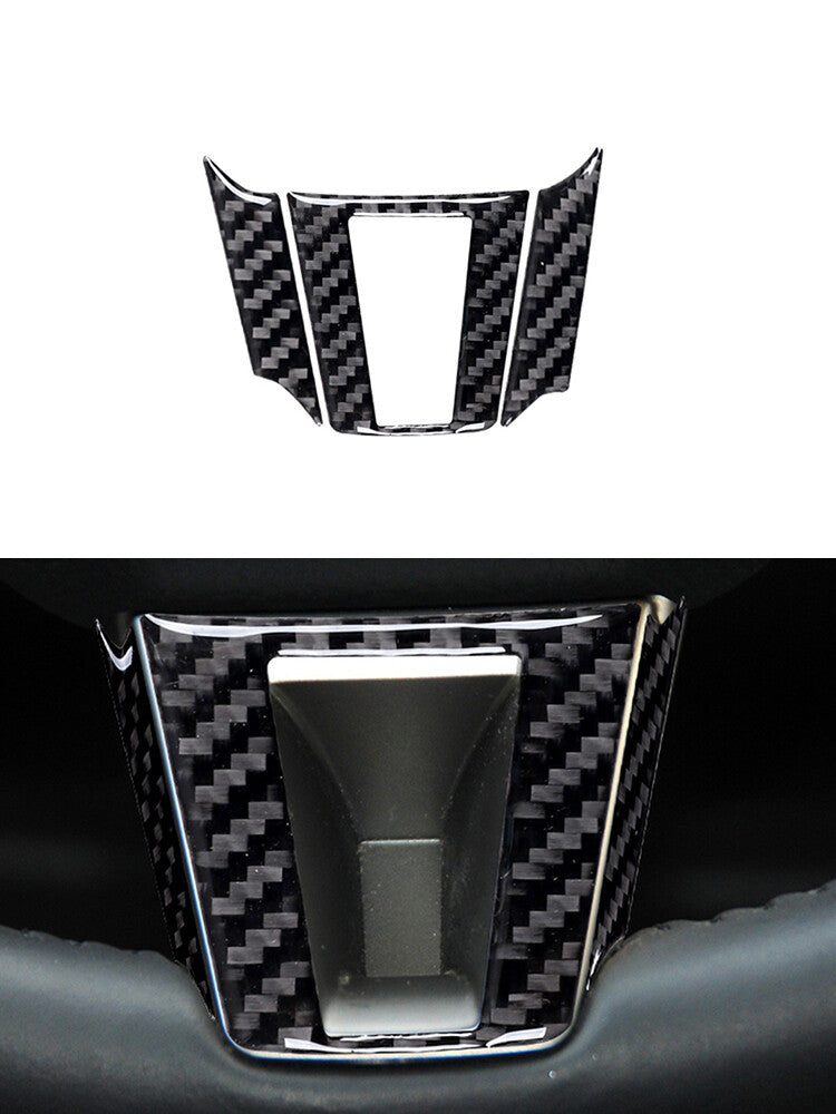 3X Carbon Fiber Steering Wheel Chin Trim for Jaguar XF X250 2009-2011