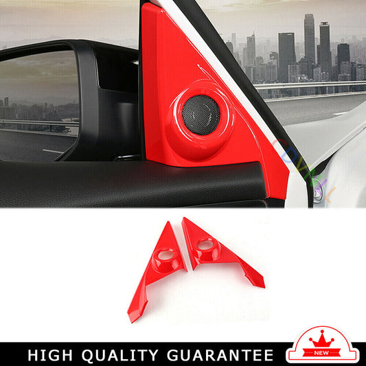 A Post Speaker Frame Cover Trim 2 Fit for Honda for Civic 10th 2016-2021 Bright Red