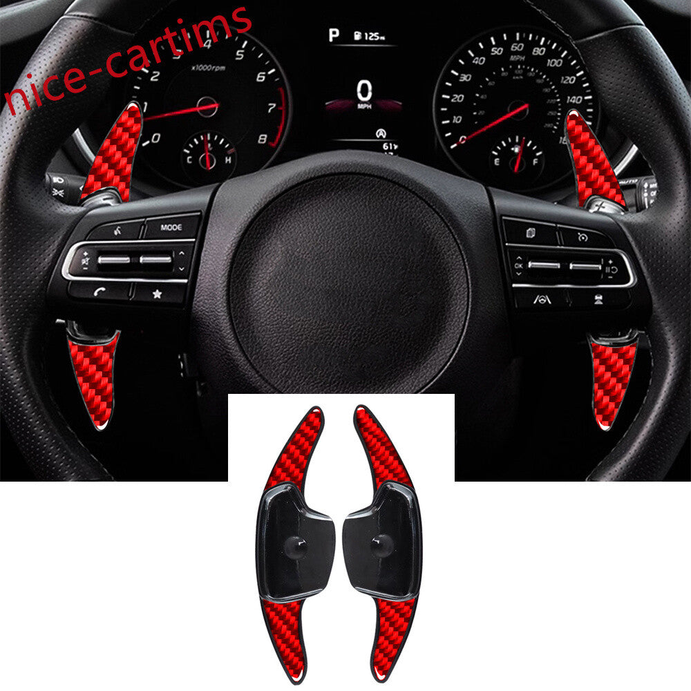 Steering Wheel Shift Paddle Shifter Extension for Kia K3 2019-23 ABS/Red Carbon