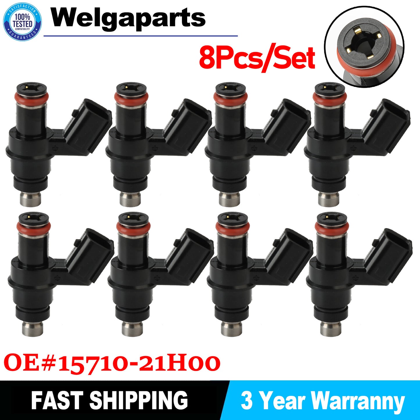 Set of 8 Fuel Injectors for Suzuki Hayabusa GSXR1000 2007 2008 K7 15710-21H00
