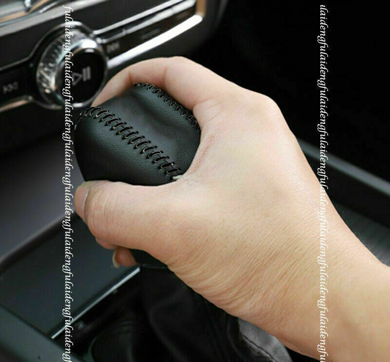 for Volvo XC40 2018-2022 Leather Black DIY Hand-stitched Gear Shift Knob Cover