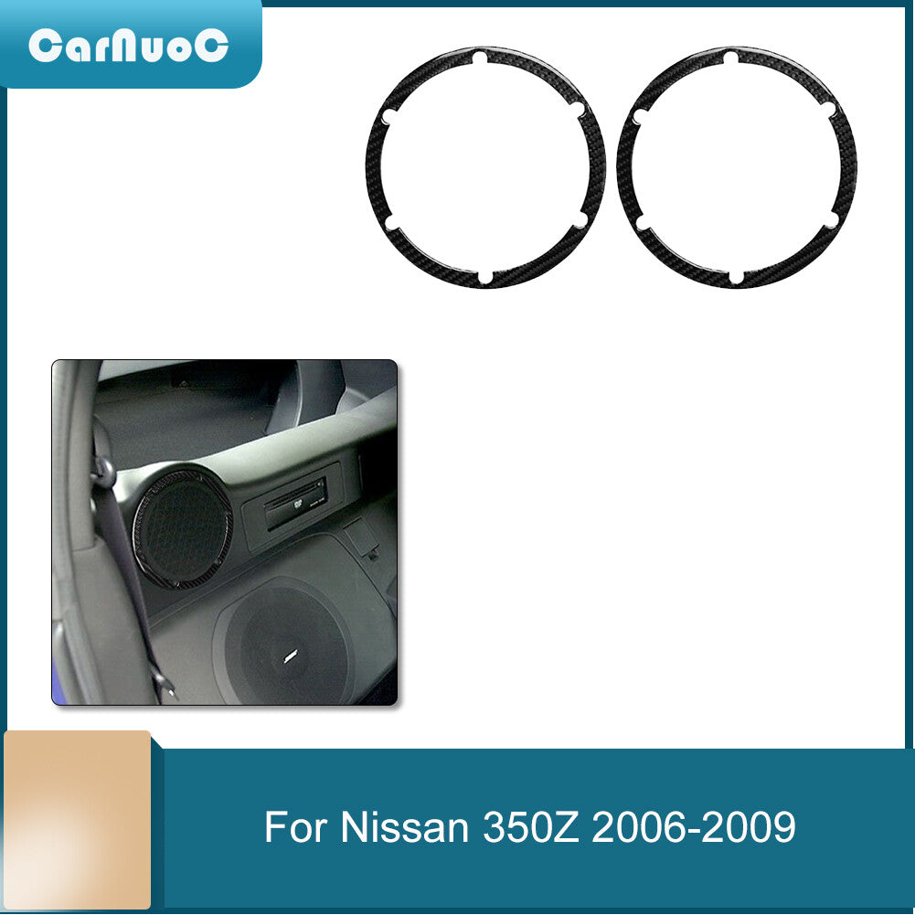 2Pcs Rear Speaker Circle Frame Trim Cover Carbon Fiber for Nissan 350Z 2006-2009
