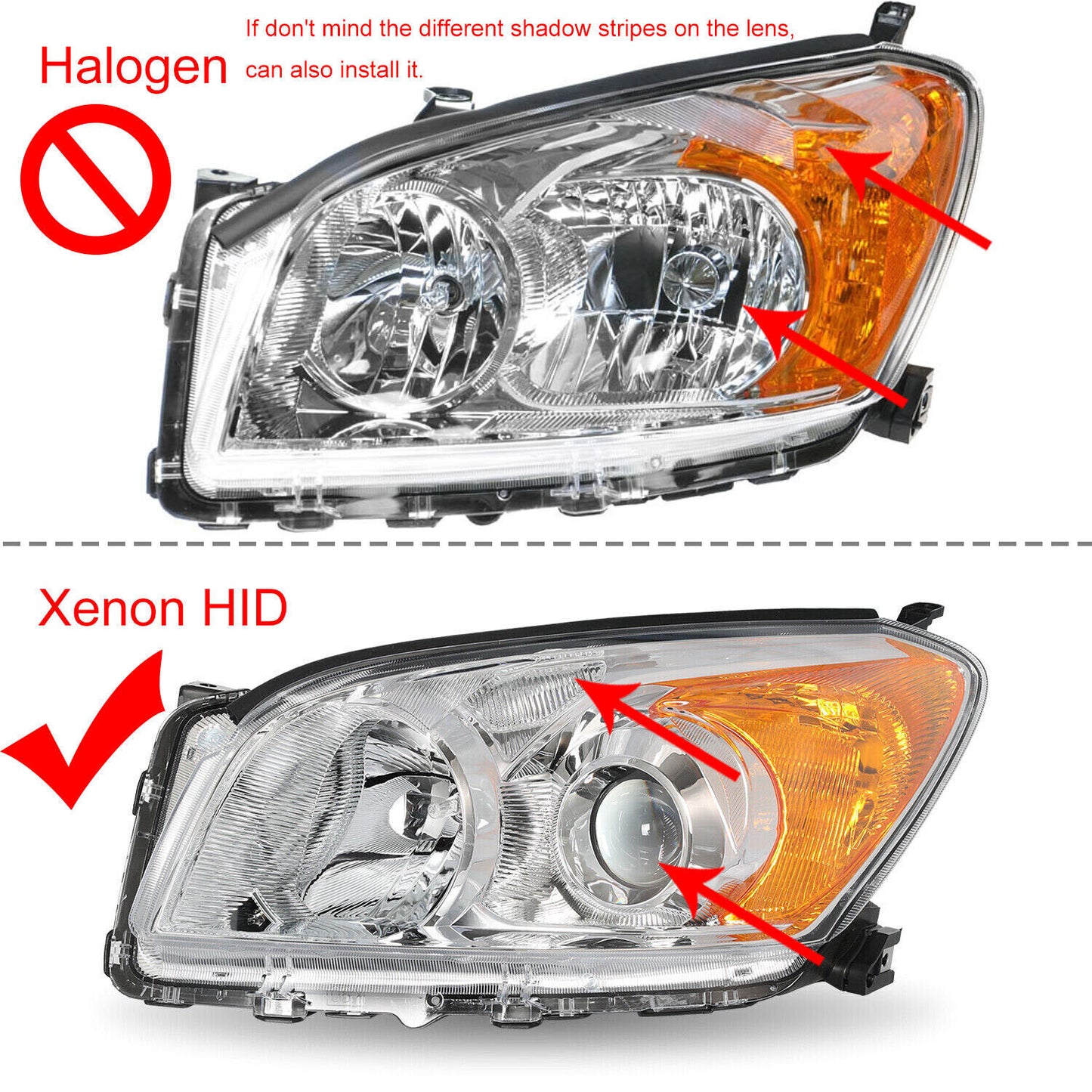 Replacement headlight lens cover housings for Toyota RAV4 (2009-12-)