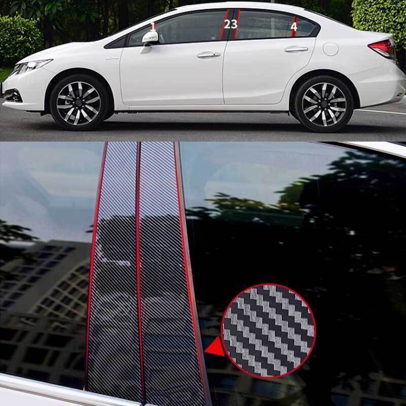 for Honda for Civic 2012-15 Carbon Fiber Pillar Posts Door Window Molding Strip Trim