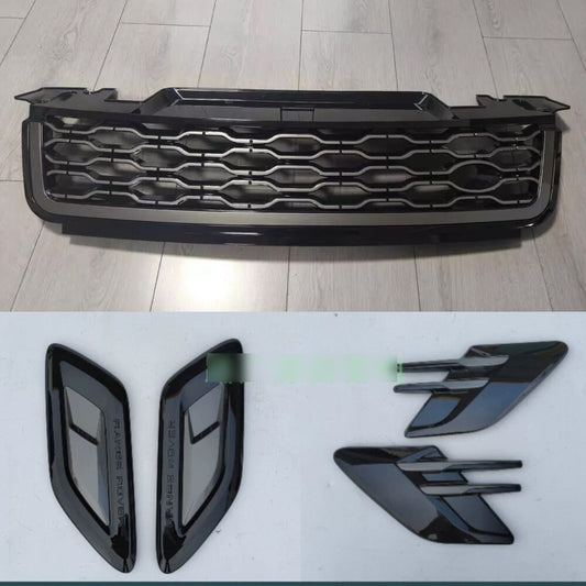 Gray Front Bumper Grille Side Air Vents Trim Fit for Range Rover Sport 2018-2022