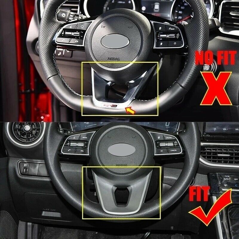 for Kia Forte K3 2019-2023 Glossy Red Steering Wheel Frame Cover Strip Trims 2P